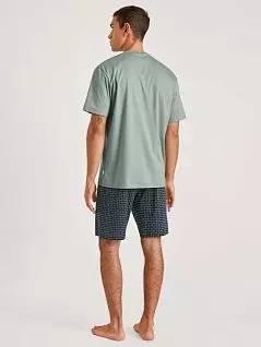 Пижама (футболка с планкой на пуговицах и шорты с узором) серого цвета CALIDA 48061c959